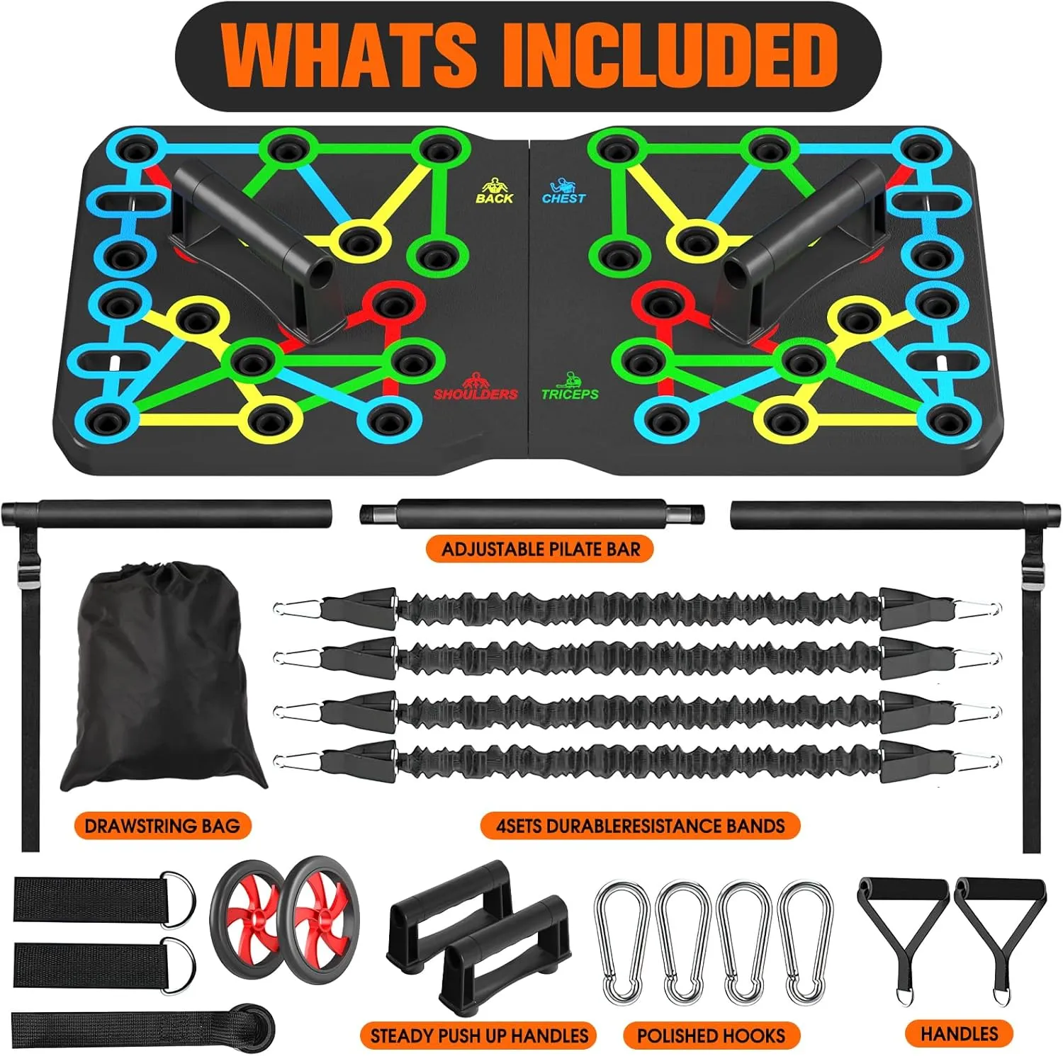 AERLANG Push Up Board, Portable Multi-Function Foldable 10 in 1 Push Up Bar, Push up Handles for Floor,Professional Push Up Strength Training Equipment