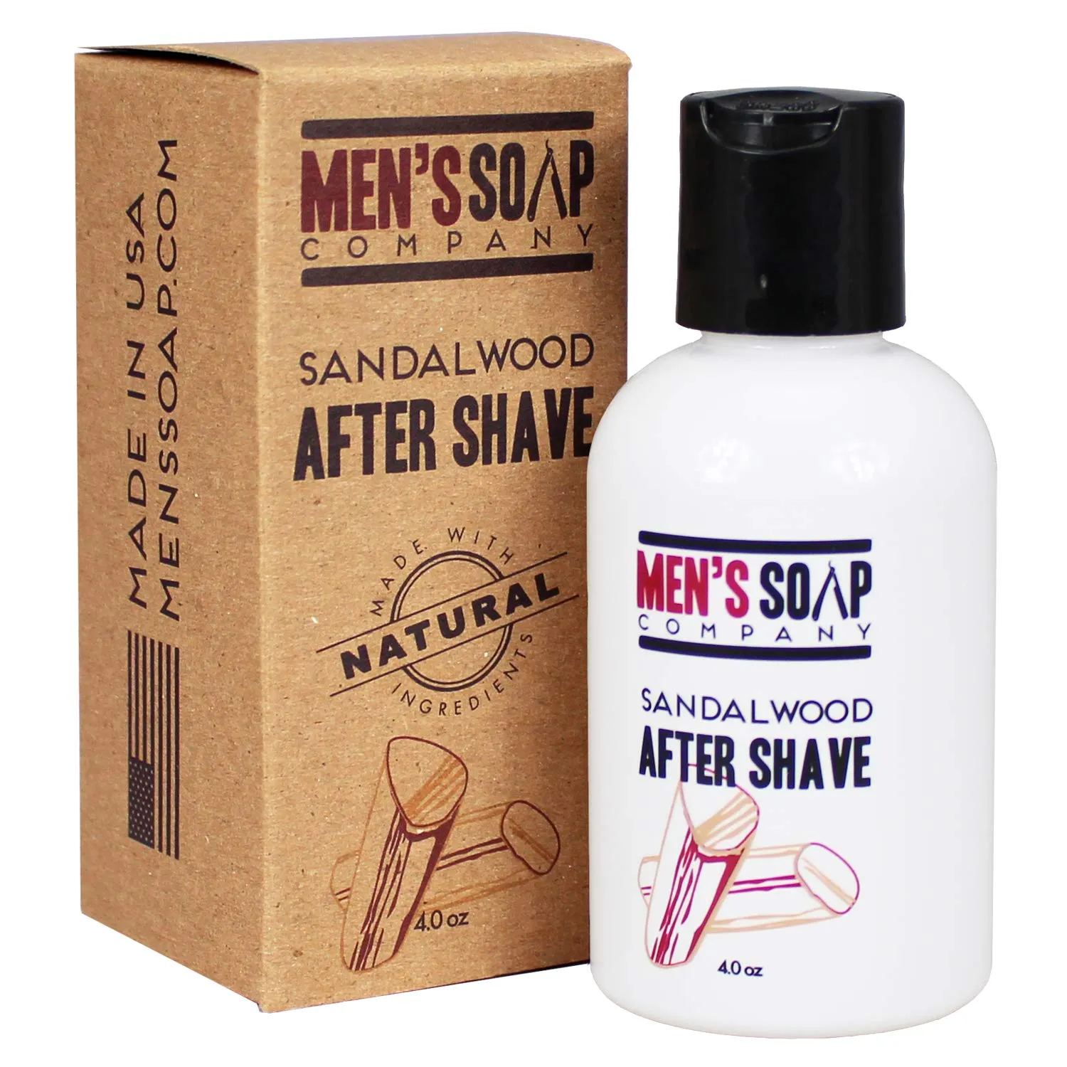 Aftershave for Men 4.0 oz After Shave Balm Made With Organic and Natural Vegan Plant Ingredients - Post Shave Lotion for Sensitive Skin Eliminates Razor Burns, Calms Irritation & Cools Skin Sandalwood
