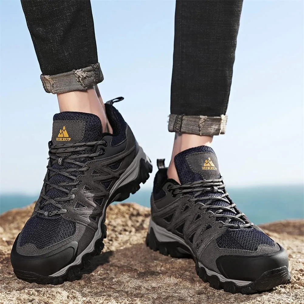 ailishabroy Men's Outdoor Hiking Shoes Lightweight Non Slip Outdoor Breathable Low Top Ankle Boots Hike Trekking Trails Camping Work Shoe