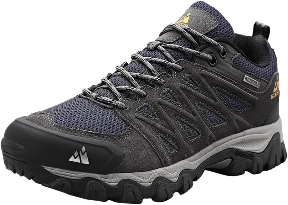 ailishabroy Men's Outdoor Hiking Shoes Lightweight Non Slip Outdoor Breathable Low Top Ankle Boots Hike Trekking Trails Camping Work Shoe