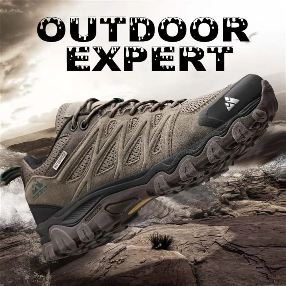 ailishabroy Men's Outdoor Hiking Shoes Lightweight Non Slip Outdoor Breathable Low Top Ankle Boots Hike Trekking Trails Camping Work Shoe
