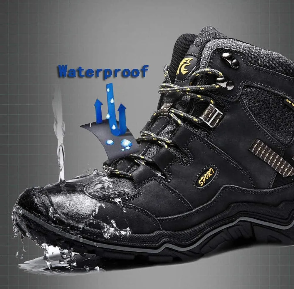 ailishbroy Men's Mid Trekking Hiking Boots Waterproof Outdoor Breathable Hike High Top Shoes Sneakers Oxfords