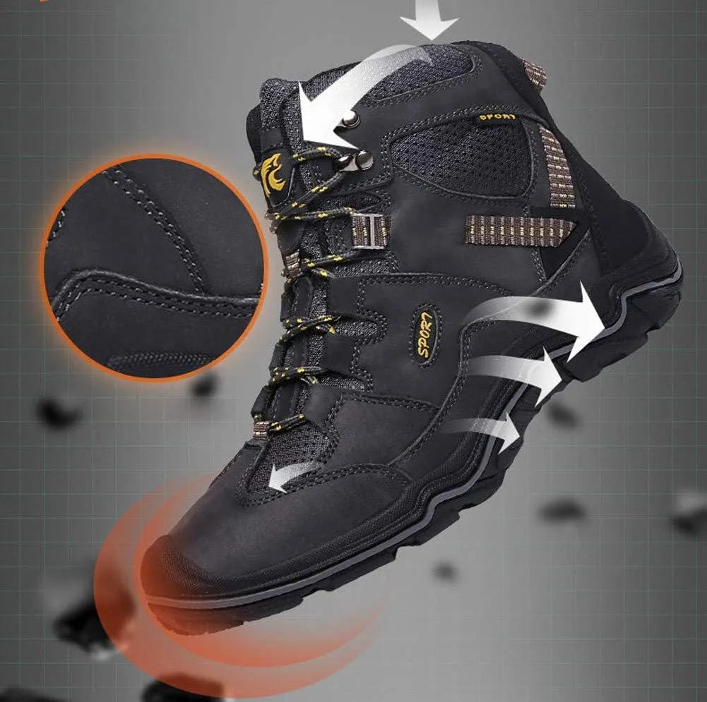 ailishbroy Men's Mid Trekking Hiking Boots Waterproof Outdoor Breathable Hike High Top Shoes Sneakers Oxfords