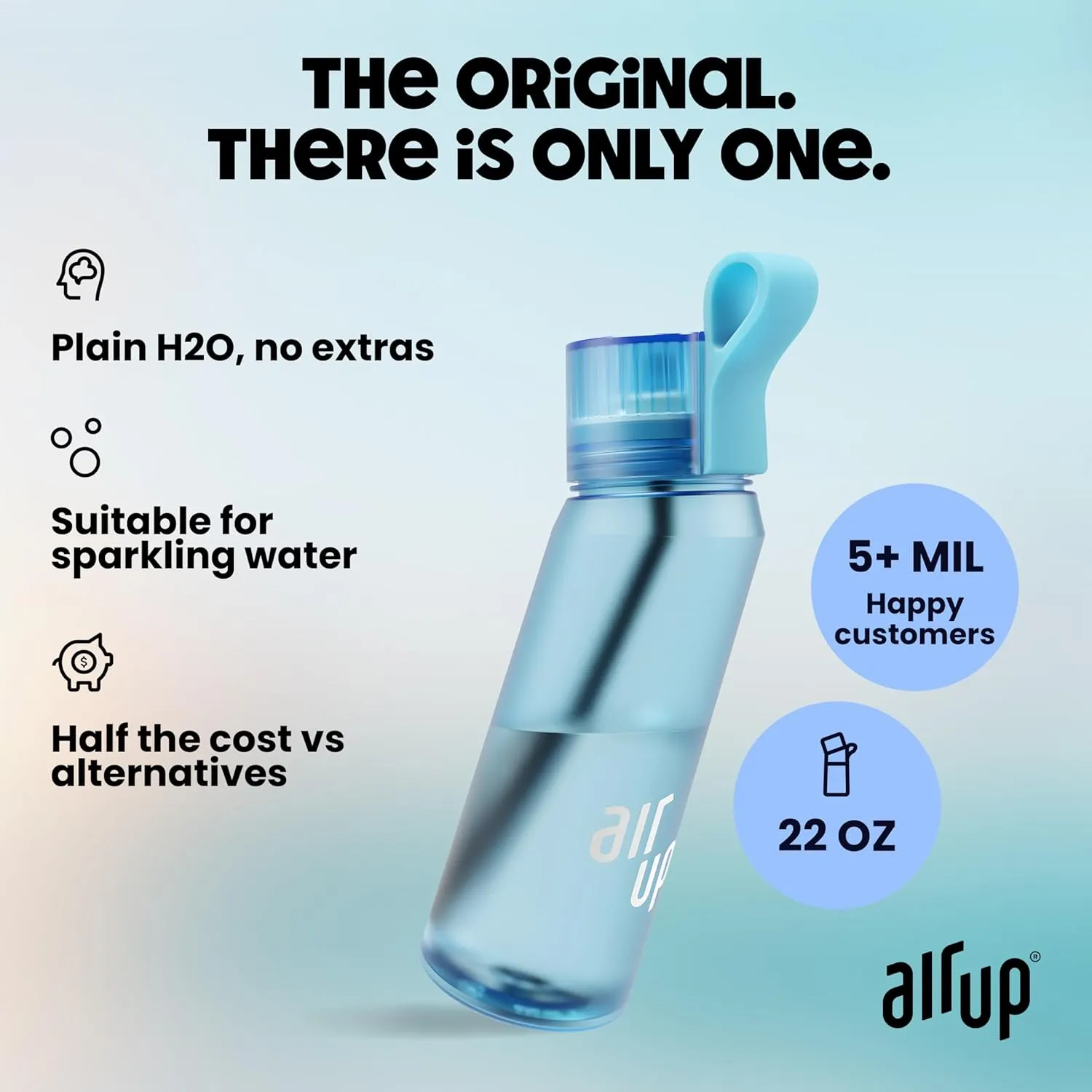 air up® water bottle (22 oz) for school, sports, gym | includes 5 scent pods & straw | flavored bottle in blue – also for kids, boys, girls | no calories, sugar-free and suitable for carbonation
