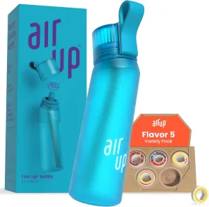 air up® water bottle (22 oz) for school, sports, gym | includes 5 scent pods & straw | flavored bottle in blue – also for kids, boys, girls | no calories, sugar-free and suitable for carbonation