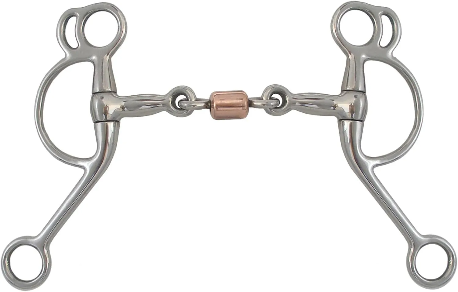 AJ Tack Double Rein Tom Thumb 3 Piece Copper Roller Bit