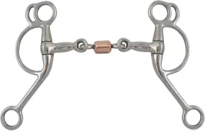 AJ Tack Double Rein Tom Thumb 3 Piece Copper Roller Bit