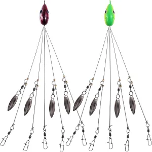 Alabama Rig Bass Lures Bait Pack - Multi-Lure Ultralight Willow Blade Design, Stainless Steel, 3D Fish Eyes, 2-Pack - Ideally for Saltwater Fishing Fans