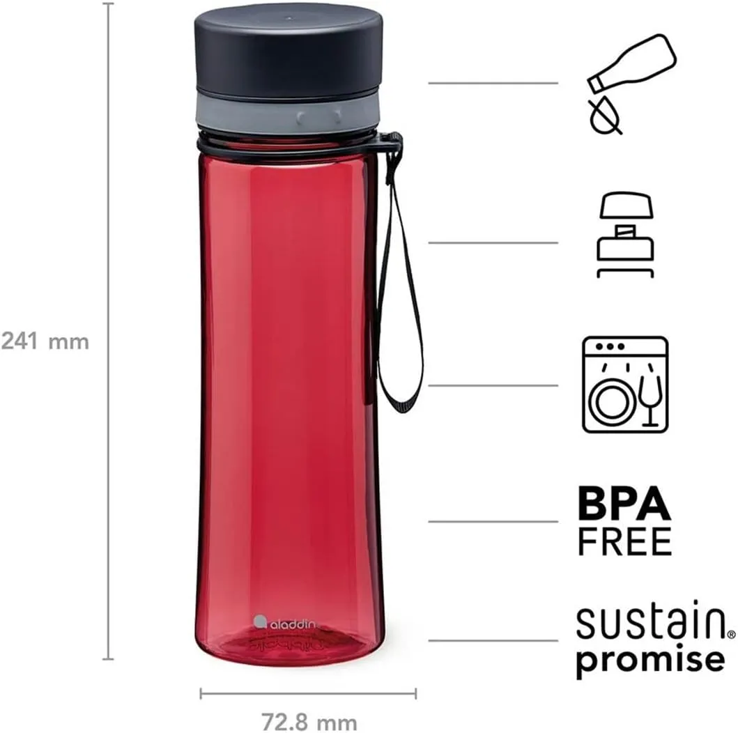 Aladdin Aveo Leakproof Leakproof Water Bottle 0.6L Cherry Red – Wide Opening for Easy Fill - BPA-Free - Simple Modern Water Bottle - Stain and Smell Resistant - Dishwasher Safe