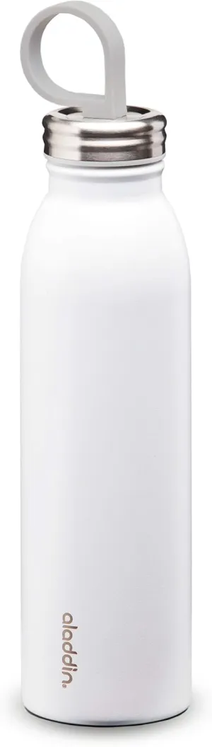 Aladdin Chilled Thermavac Stainless Steel Water Bottle 0.55L Snowflake White – Insulated Metal Water Bottle - Keeps Cold for 9 Hours - BPA-Free Thermos Flask - Leakproof - Dishwasher Safe