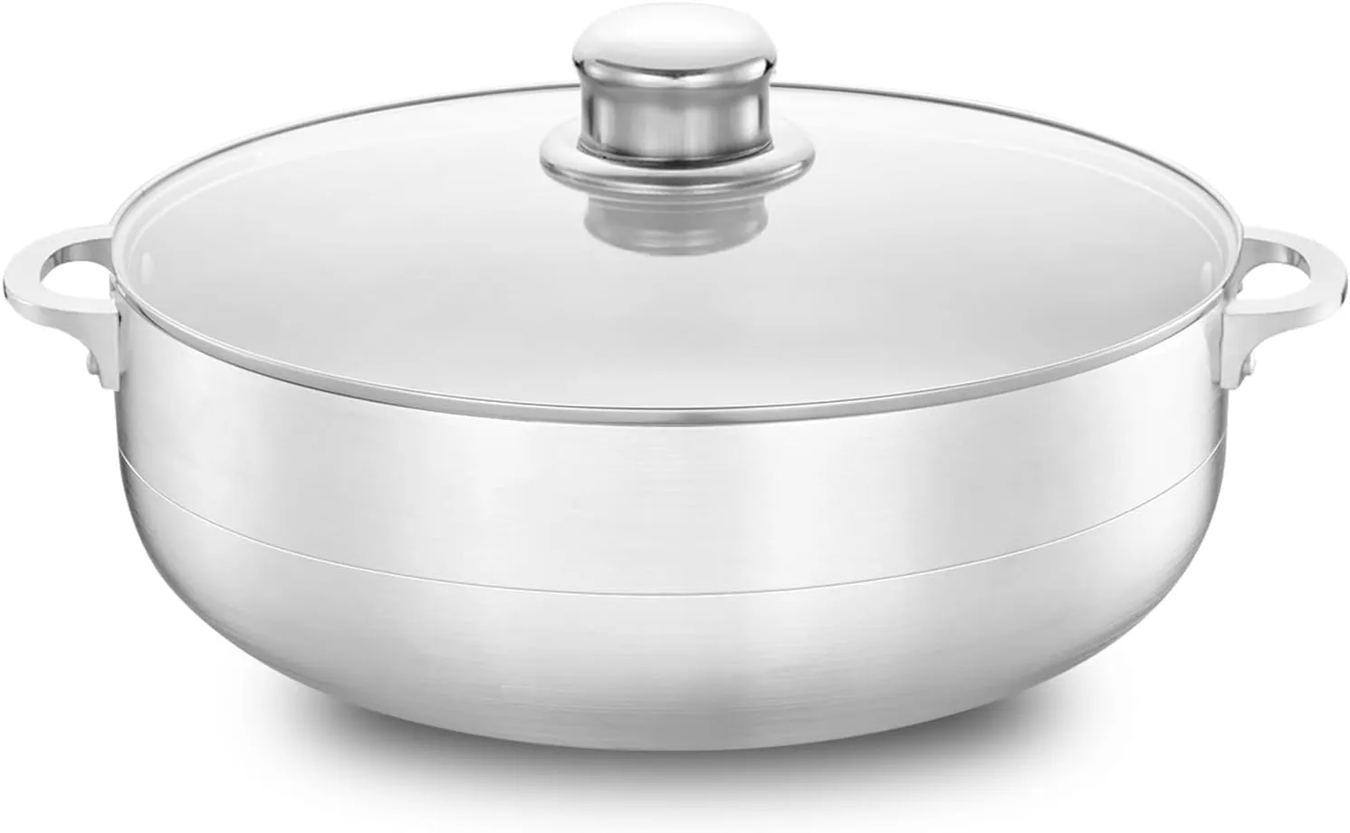 Alpine Cuisine 7-Quart Aluminum Caldero Stock Pot with Glass Lid, Cooking Dutch Oven Performance for Even Heat Distribution, Perfect for Serving Large & Small Groups, Riveted Handles Commercial Grade