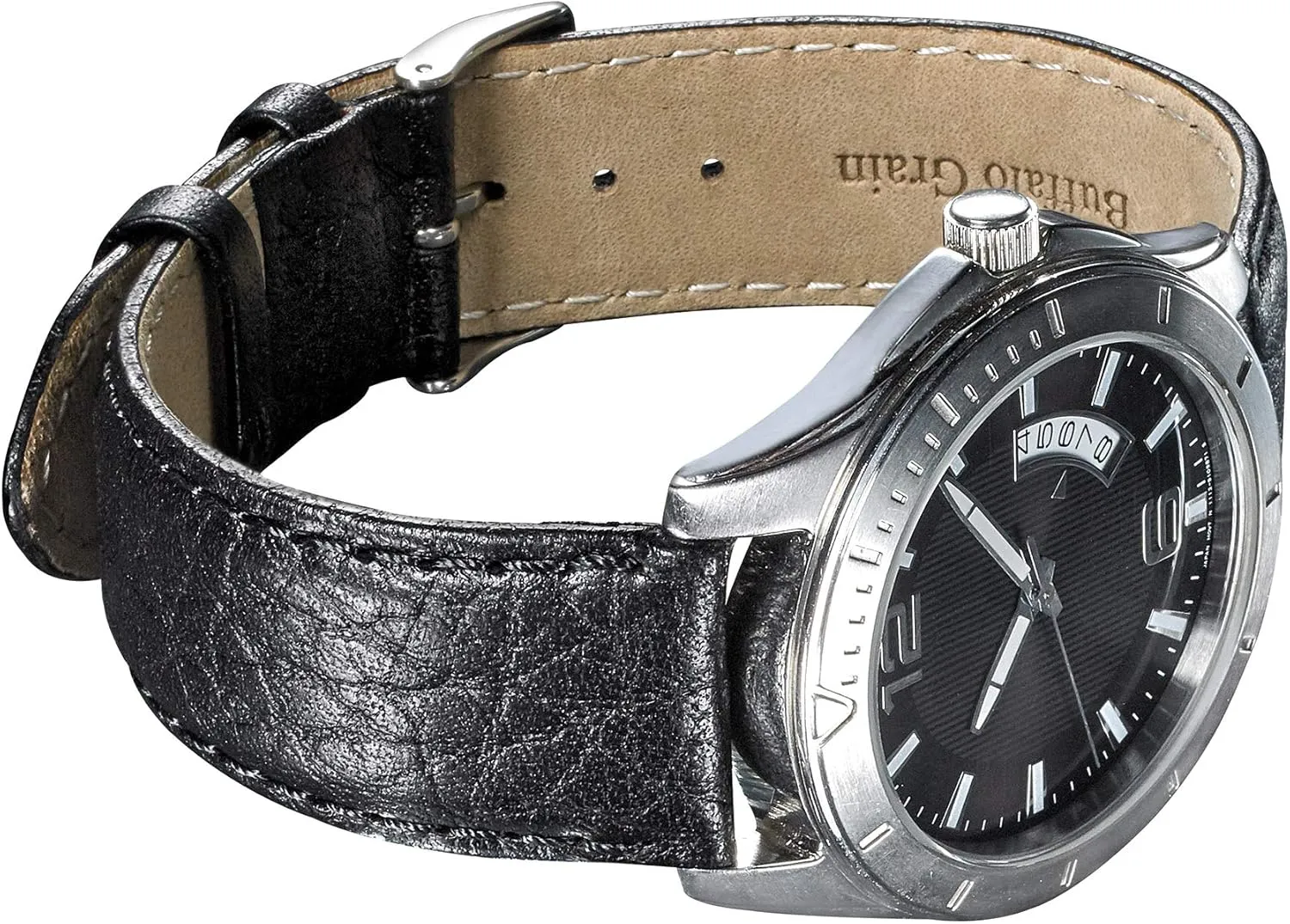 Alpine Soft-Stitched Semi-Padded Genuine Buffalo Full Grain Leather Watch Band | Replacement Watch Band | Premium Long Leather Watch Strap for Men | Watch Strap for Wider Wrists