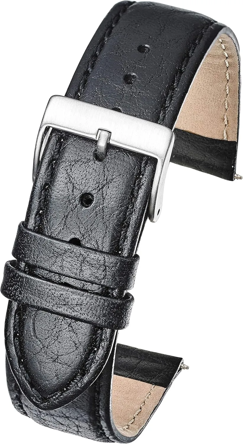 Alpine Soft-Stitched Semi-Padded Genuine Buffalo Full Grain Leather Watch Band | Replacement Watch Band | Premium Long Leather Watch Strap for Men | Watch Strap for Wider Wrists