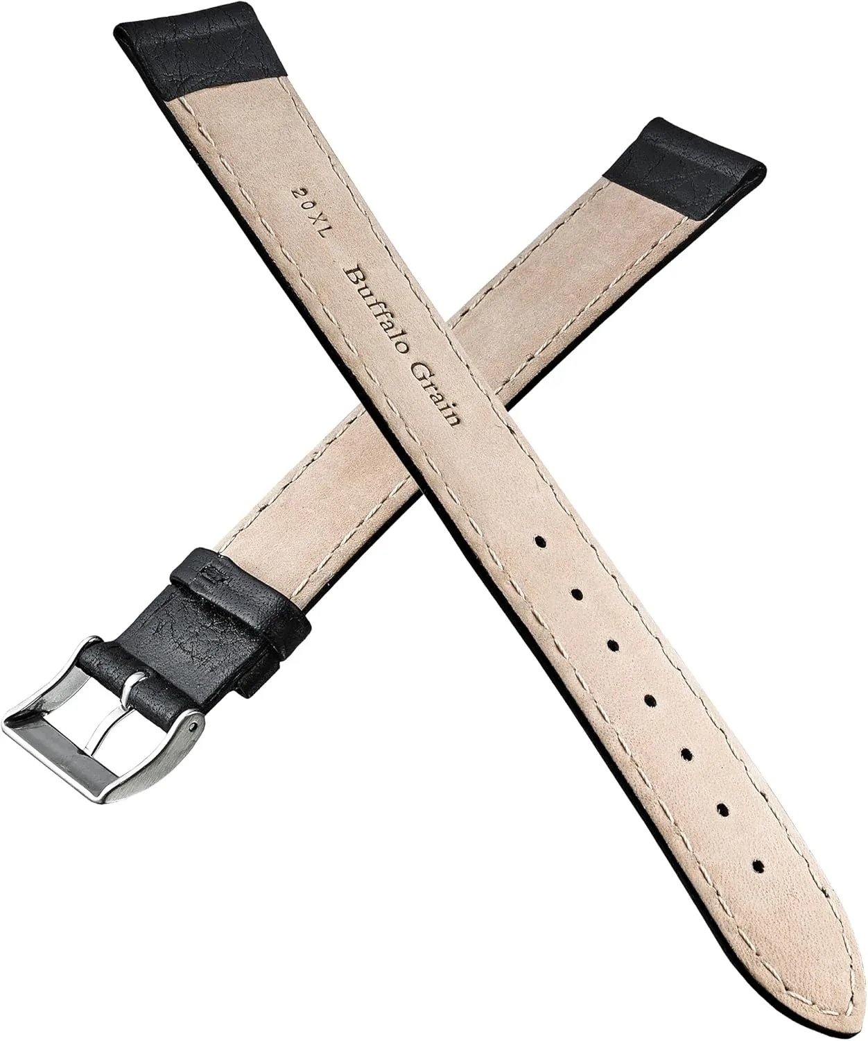 Alpine Soft-Stitched Semi-Padded Genuine Buffalo Full Grain Leather Watch Band | Replacement Watch Band | Premium Long Leather Watch Strap for Men | Watch Strap for Wider Wrists