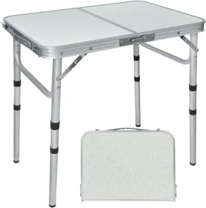 Aluminum Folding Table - Premium Portable, Lightweight, and Adjustable Camping Table for Outdoor Adventures, Picnics, and Home Use - Durable and Compact Design 2ft with Carry Handle (White)