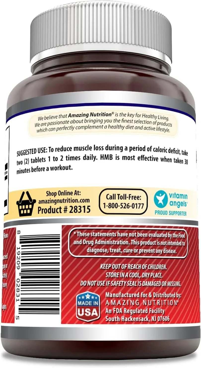 Amazing Formulas HMB 2000mg per Serving 120 Tablets Supplement | Non-GMO | Gluten Free | Made in USA (2 Pack)