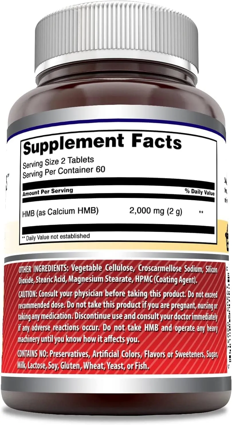Amazing Formulas HMB 2000mg per Serving 120 Tablets Supplement | Non-GMO | Gluten Free | Made in USA (2 Pack)