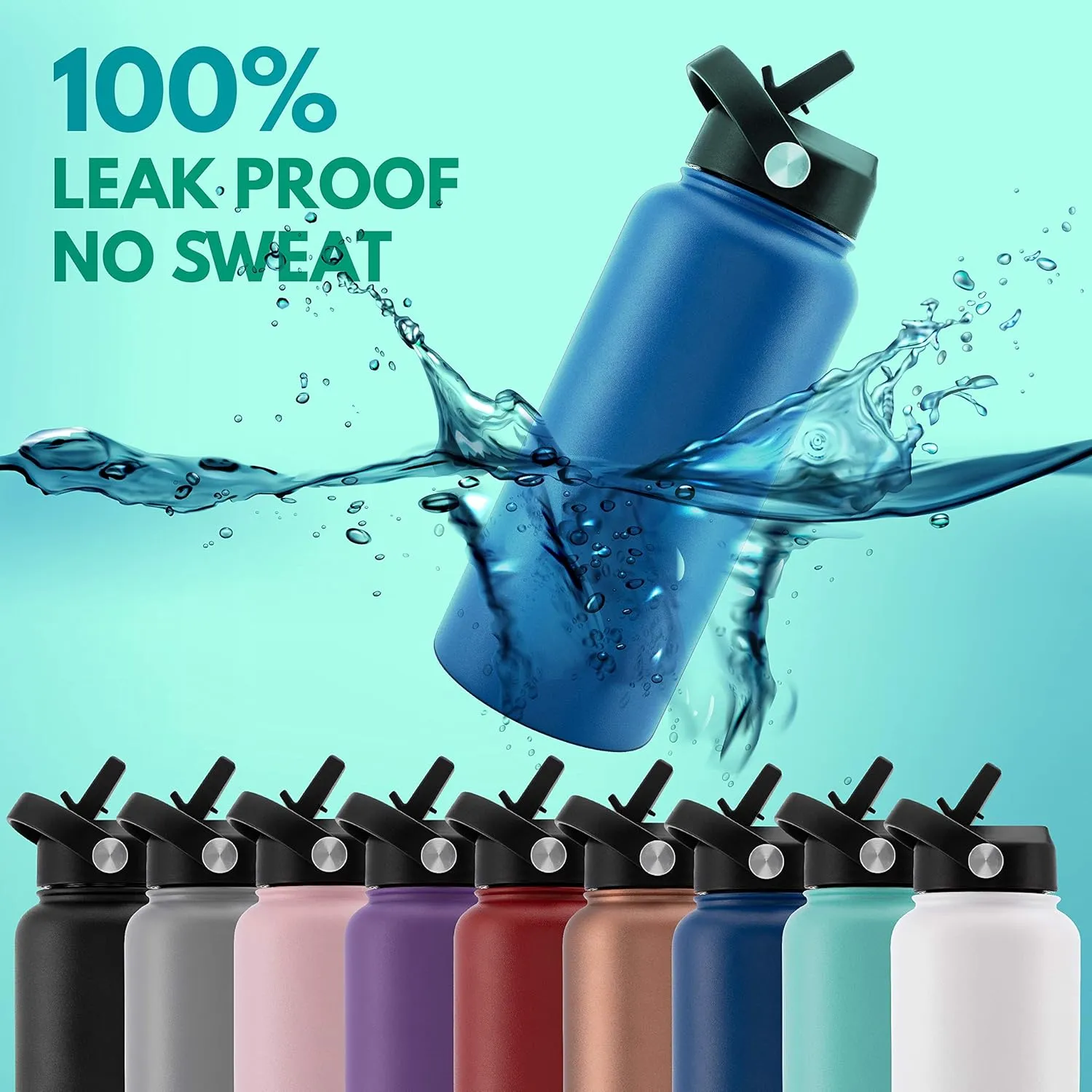 Amazing Items Personalized Water Bottle w/Straw & Lid, 32 oz - Purple | Custom Stainless Steel Sports Water Bottle w/Name and Text - Double-Wall, Vacuum Insulated - Rotating Handle
