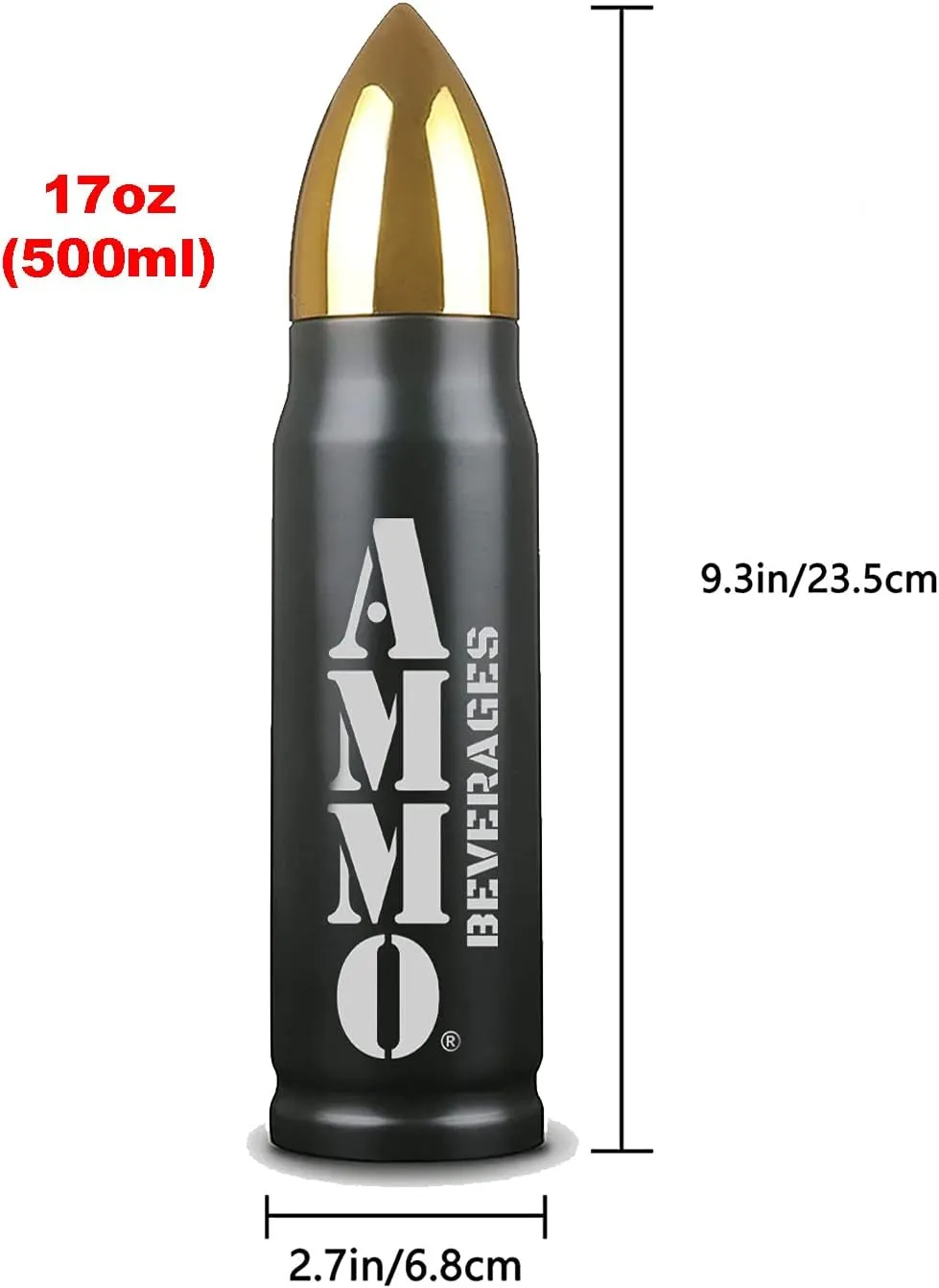 AMMO Beverages Stainless Steel Bullet Bottle 17oz-500mL (Copper)