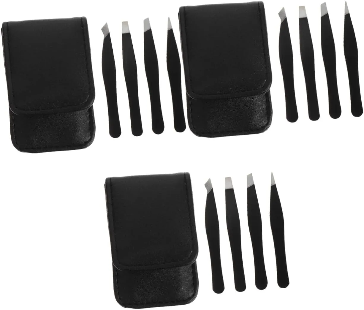 Angoily 3sets Portable Stainless Steel Eyebrow Tweezer Beauty Tool for Eyebrow Grooming Clips for Personal and Salon Use Design