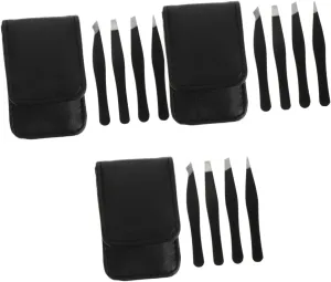 Angoily 3sets Portable Stainless Steel Eyebrow Tweezer Beauty Tool for Eyebrow Grooming Clips for Personal and Salon Use Design