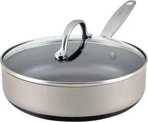 Anolon Achieve Hard Anodized Nonstick Sauté Pan with Lid, 3 Quart - Silver