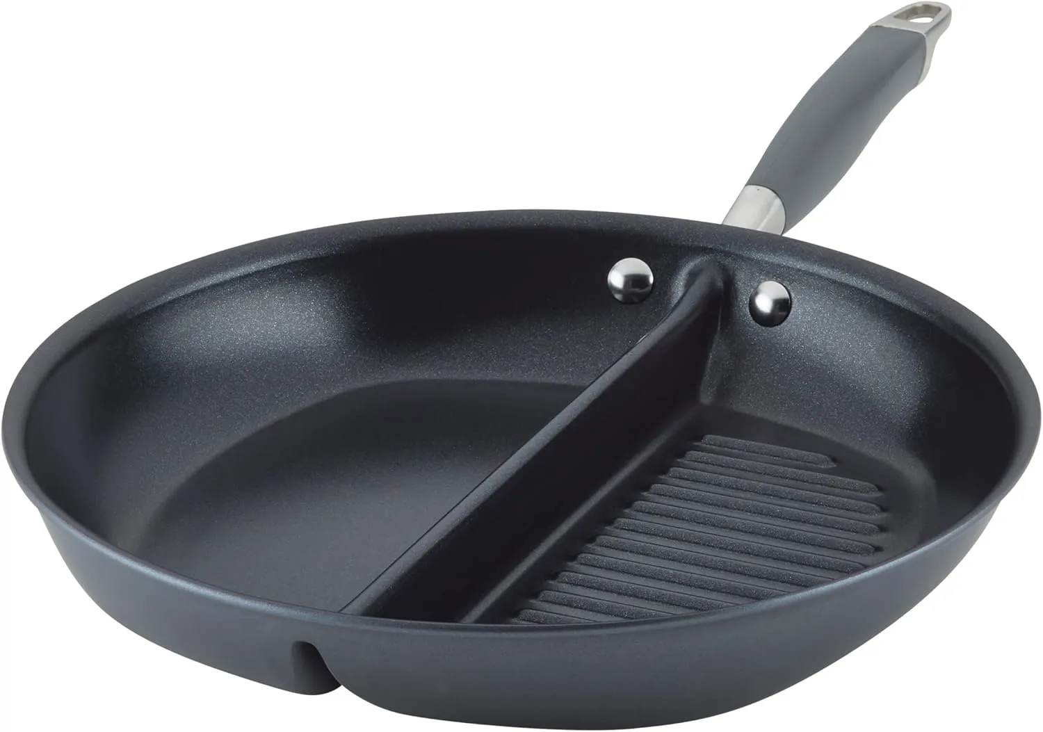 Anolon Advanced Home Hard-Anodized Nonstick Skillets (12.5-Inch Divided Skillet, Moonstone)