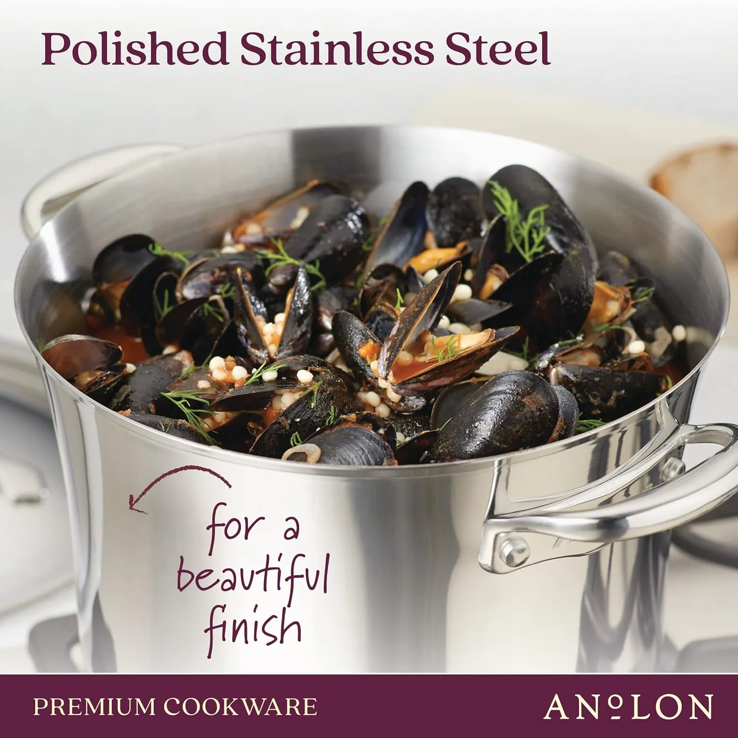 Anolon Stainless Steel & Hard Anodized Aluminum, Cookware Set (11 Piece)