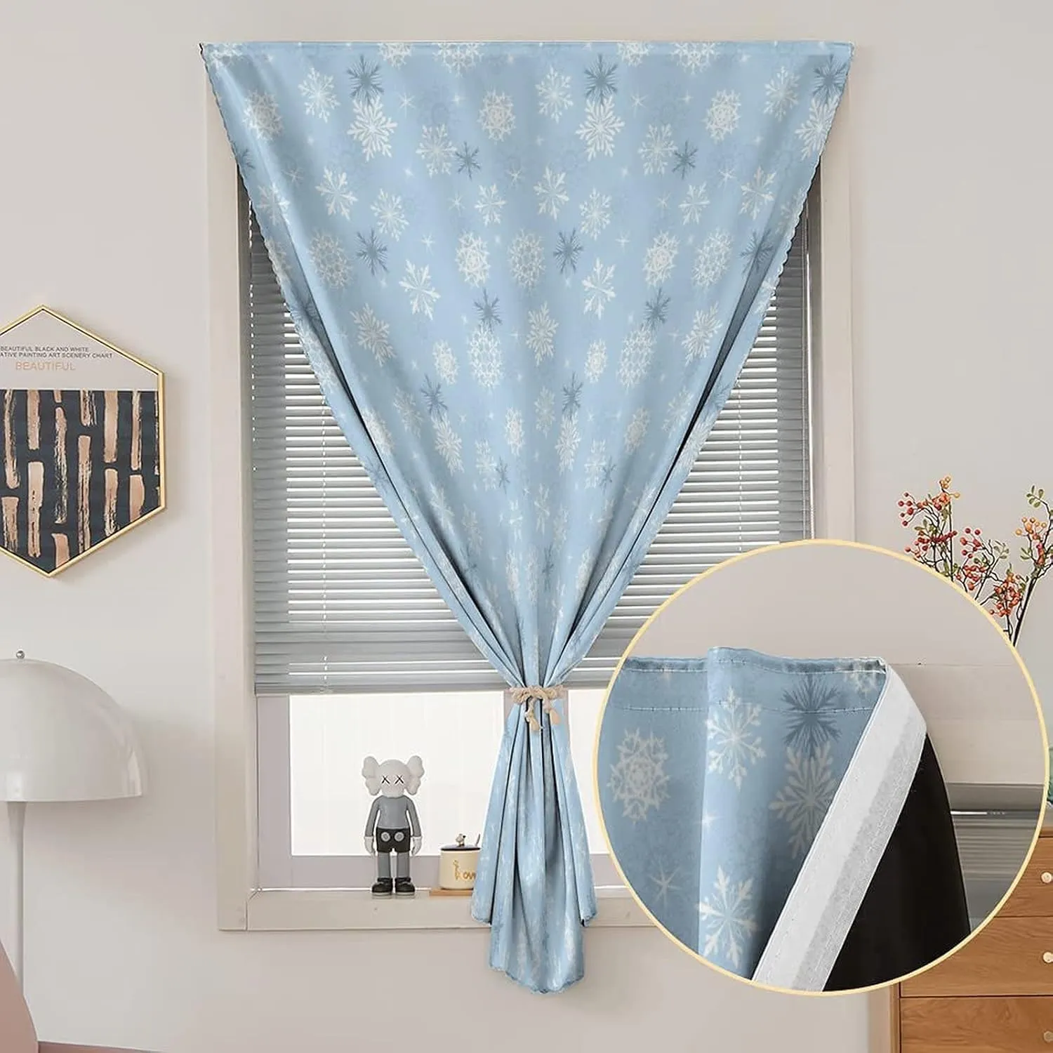 Anywhere Portable Blackout Curtain, Winter Door Window Curtains, New Year`s Eve Traditional Holiday Christmas Stars Print Bedroom Blackout Curtains,47W x54L Inches, for Bathroom Living Room Bedroom
