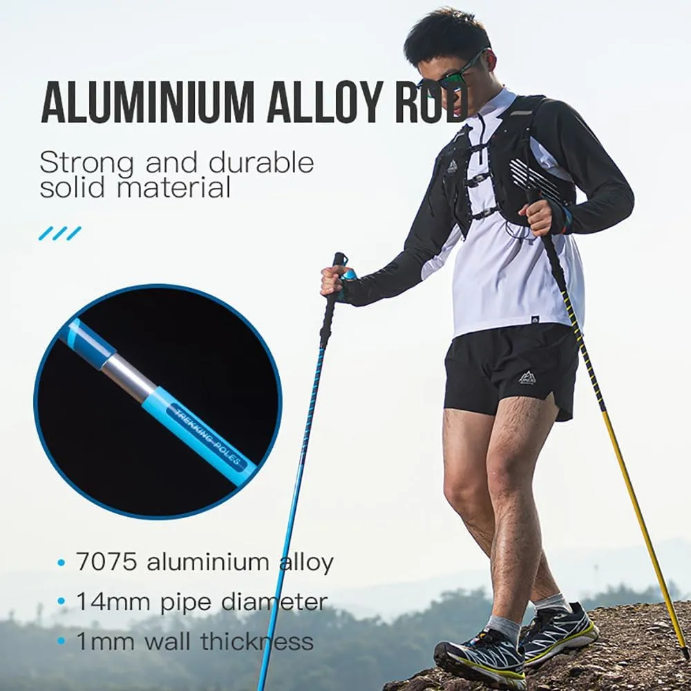 AONIJIE 2 Pcs of Trekking Poles, Ultra-Light Quick Adjust Lock Foldable Hiking Sticks for Running Trail Riding