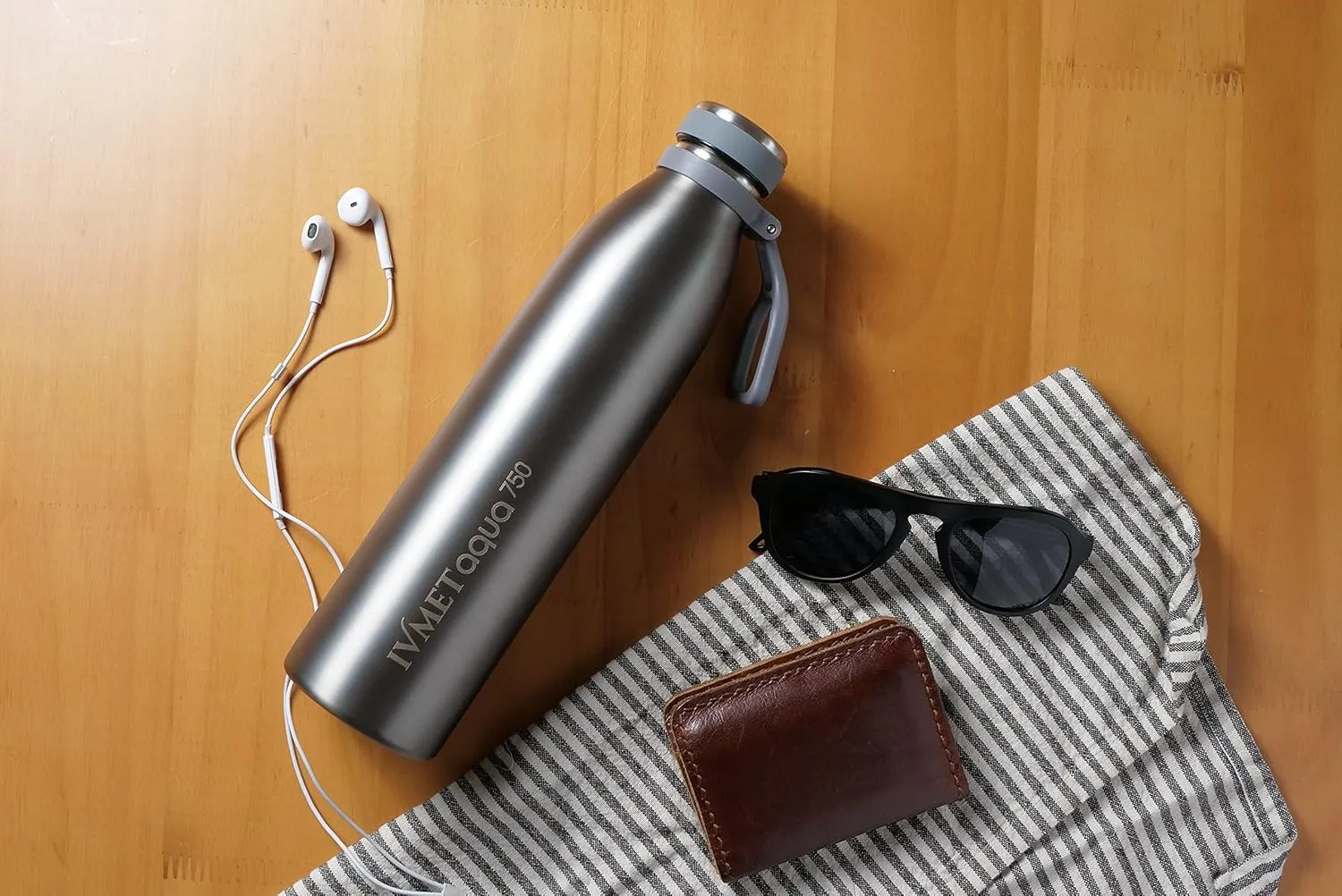 Aqua Stainless Steel Double Wall Vacuum Insulated Drinking Bottle Flask thermos Hydro Metal reusable Canteen for Sport Fitness Outdoor (Cool Grey, 25.3 Oz/750 ml)