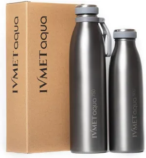 Aqua Stainless Steel Double Wall Vacuum Insulated Drinking Bottle Flask thermos Hydro Metal reusable Canteen for Sport Fitness Outdoor (Cool Grey, 25.3 Oz/750 ml)
