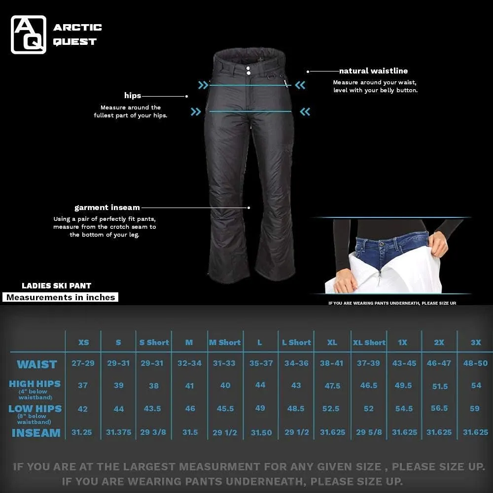Arctic Quest Women's Snow Ski Pants Water Resistant Softshell Insulated Skinny Fit Pants Snowboarding Hiking Winter Outdoor