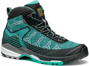ASOLO Women's Falcon EVO Jacquard GV Outdoor Hiking Boots, Nylon Textile Upper, Waterproof Breathable Lining, Rubber Outsole, Black/Aqua Green, 9
