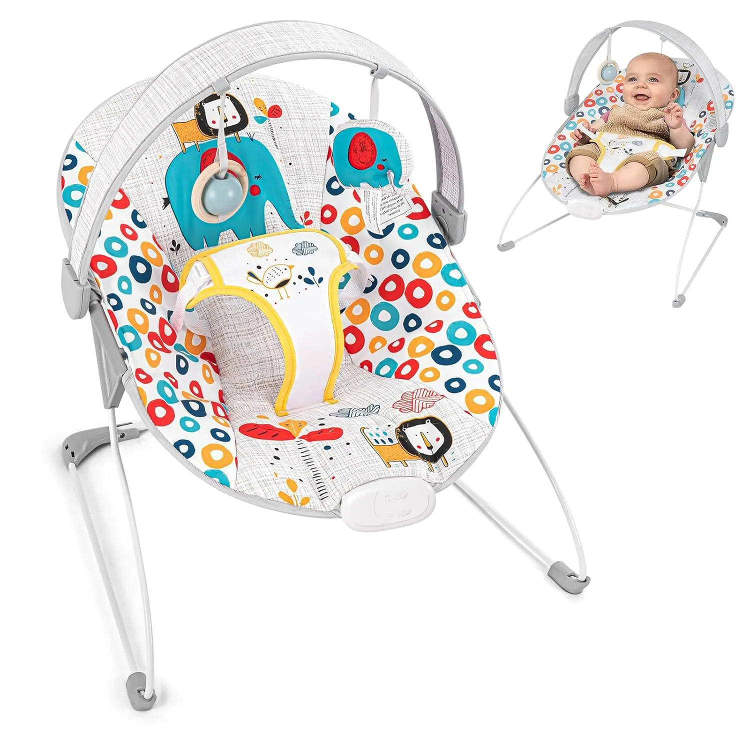Baby Bouncer, Baby Bouncers for Infants, Portable Baby Bouncer Seat for Newborns with Music Soft Seat Cushion, Adjustable Infant Bouncer for Babies 0-6 Months 6-20 lbs Unisex