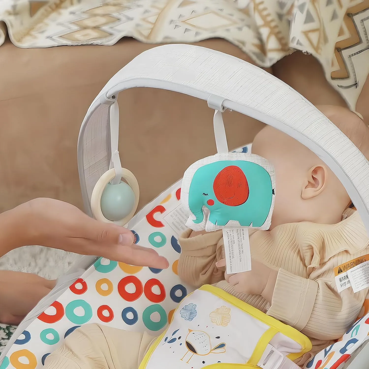 Baby Bouncer, Baby Bouncers for Infants, Portable Baby Bouncer Seat for Newborns with Music Soft Seat Cushion, Adjustable Infant Bouncer for Babies 0-6 Months 6-20 lbs Unisex