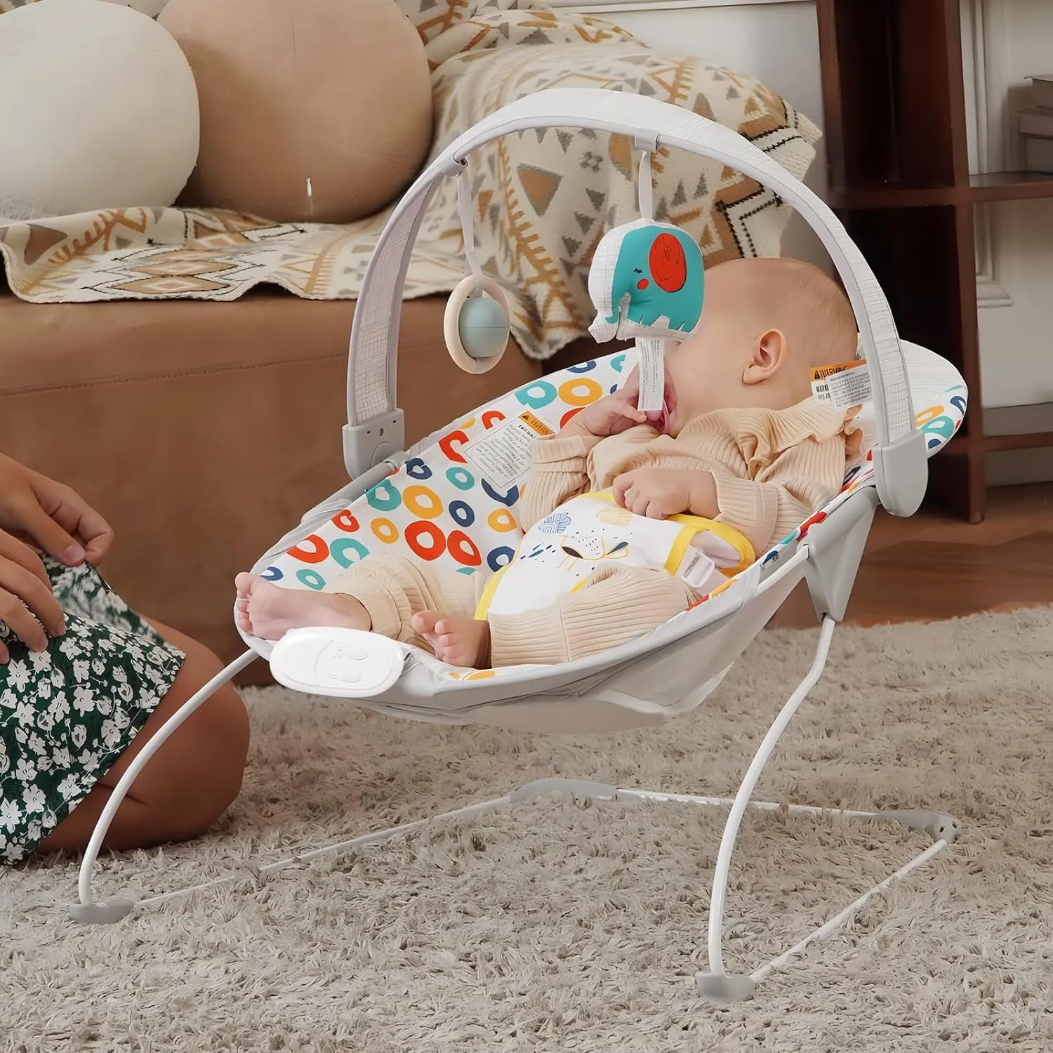 Baby Bouncer, Baby Bouncers for Infants, Portable Baby Bouncer Seat for Newborns with Music Soft Seat Cushion, Adjustable Infant Bouncer for Babies 0-6 Months 6-20 lbs Unisex