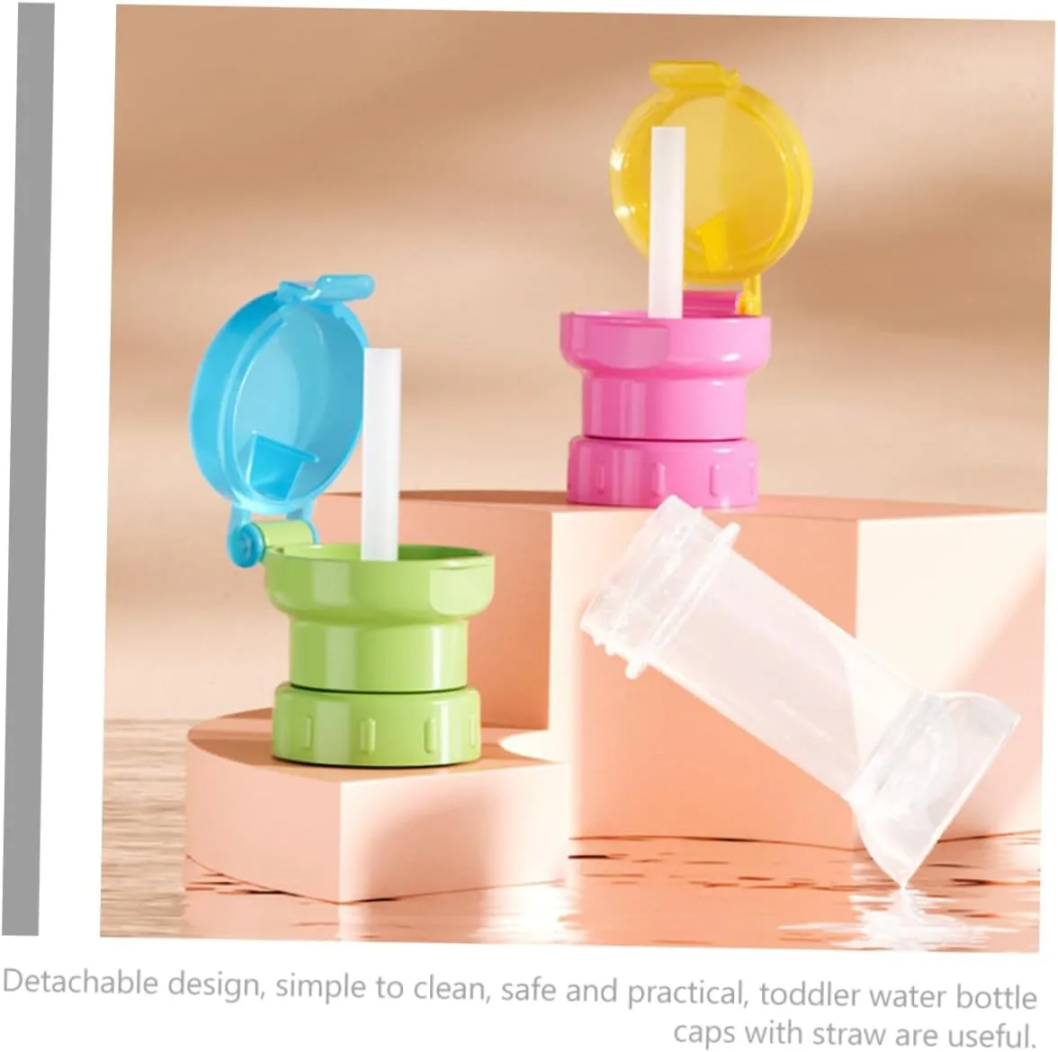 balacoo 2sets Kids Insulated Water Bottle Straw Caps Toddler Water Bottle Adapter Straws 4pcs*2