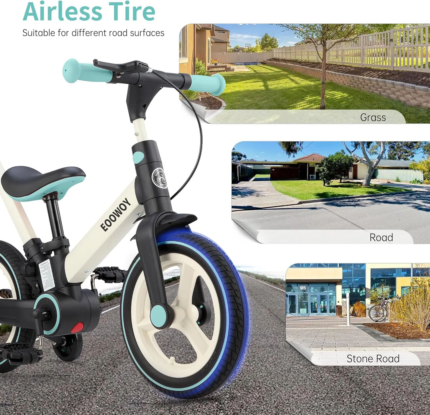 Balance Bike with Push Handle for Kids 18-60 Months, 6 in 1 Foldable Push Bike with Training Wheels & Pedals, Balance Bicycle for Boys and Girls with Brakes & Kickstand