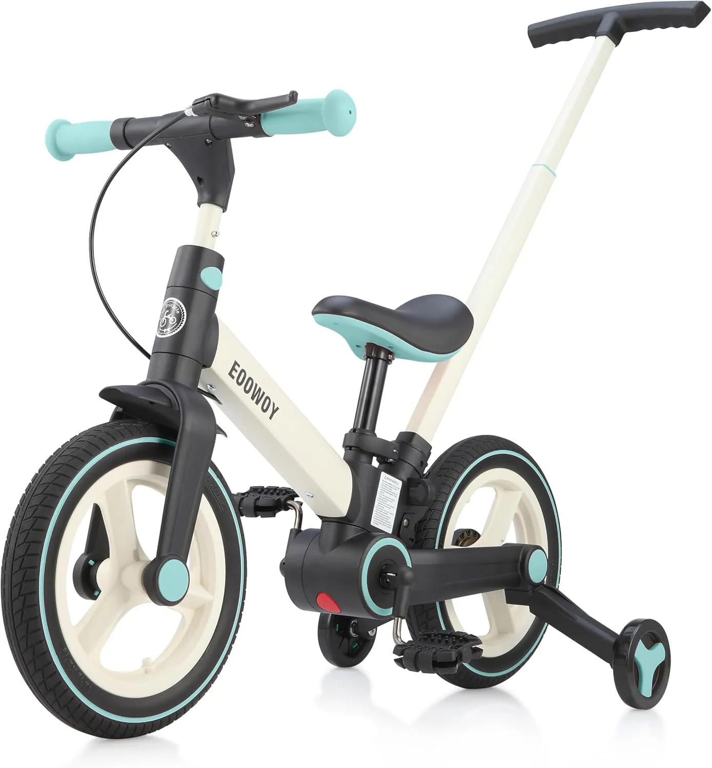 Balance Bike with Push Handle for Kids 18-60 Months, 6 in 1 Foldable Push Bike with Training Wheels & Pedals, Balance Bicycle for Boys and Girls with Brakes & Kickstand