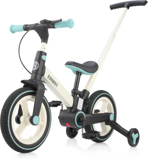 Balance Bike with Push Handle for Kids 18-60 Months, 6 in 1 Foldable Push Bike with Training Wheels & Pedals, Balance Bicycle for Boys and Girls with Brakes & Kickstand