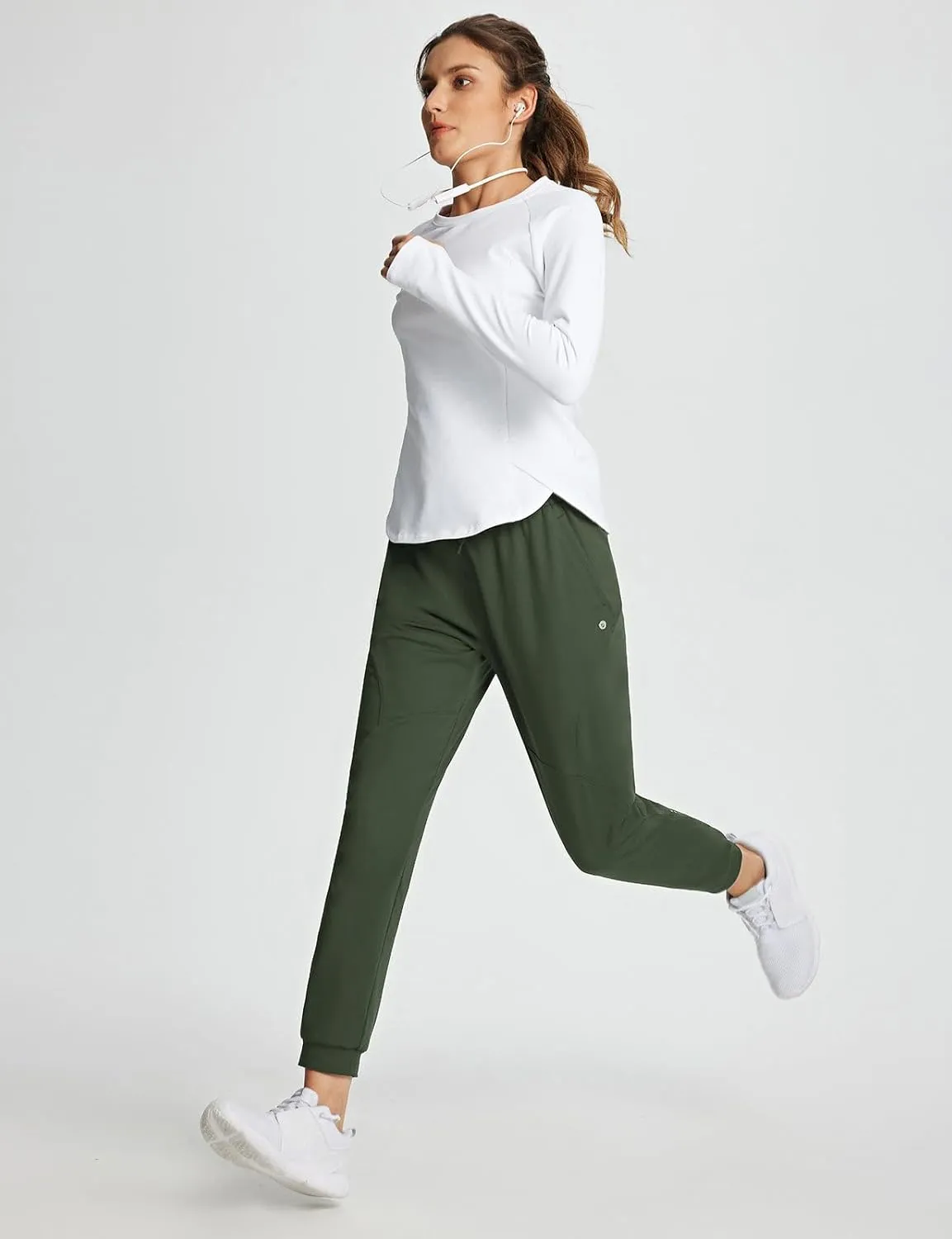 baleaf Women's Fleece Lined Pants Joggers Water-Resistant Zipper Pocket Thermal Sweatpants Winter Running Hiking Jogging