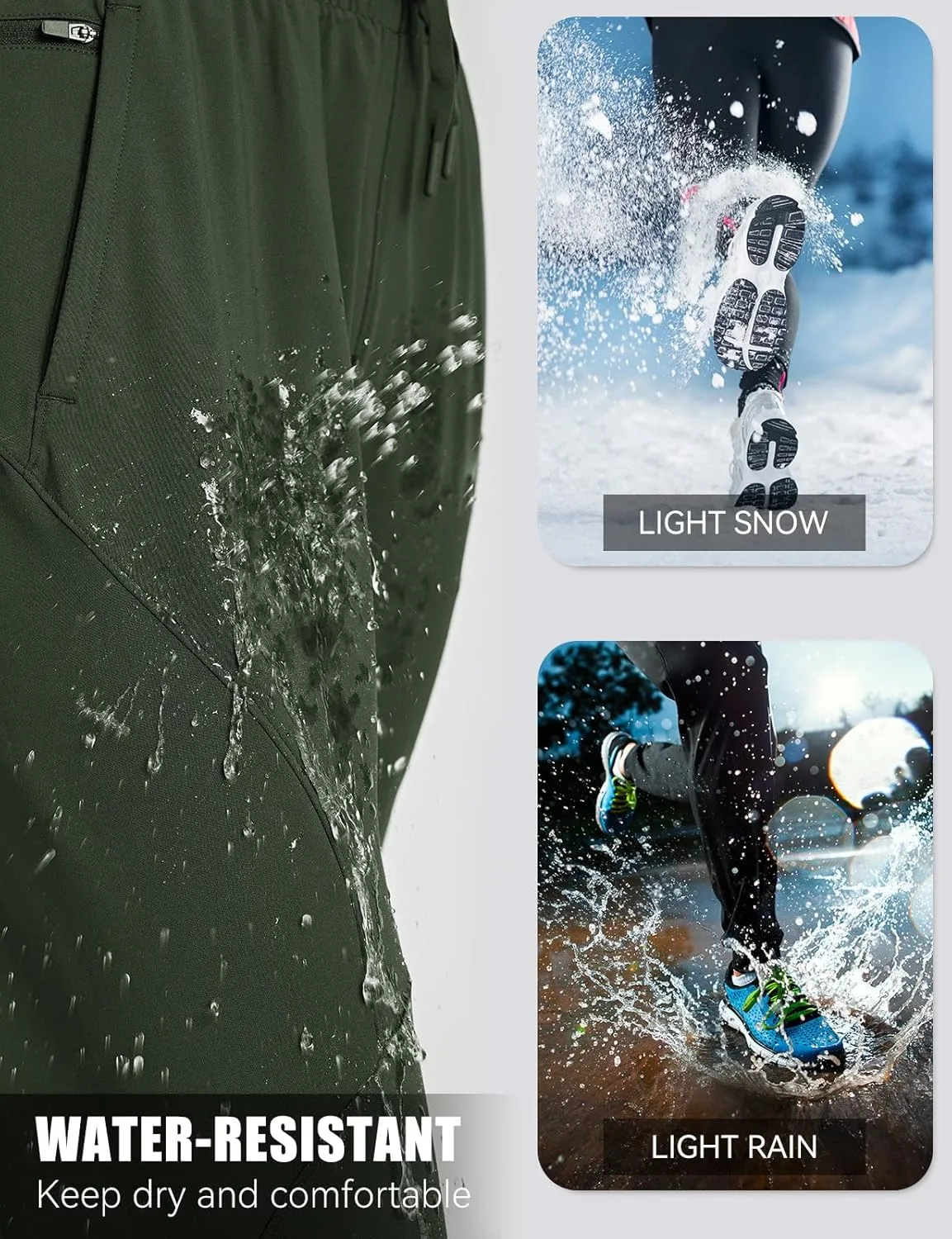 baleaf Women's Fleece Lined Pants Joggers Water-Resistant Zipper Pocket Thermal Sweatpants Winter Running Hiking Jogging