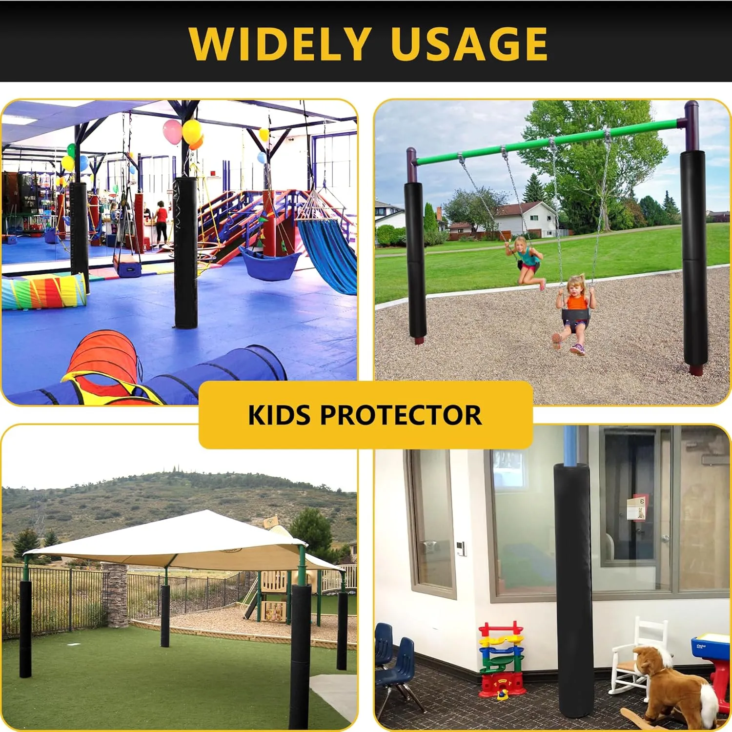 Basketball Pole Pad, Heavy Duty Safety Pole Pads for Player Protection, 72" Tall Weatherproof Protective Padding for 2.5" - 6" Diameter Poles, Basement Garage Playground Poles Protector
