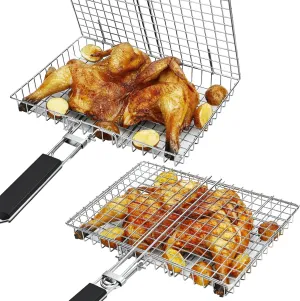BBQ Grilling Basket - Fish Grill Basket & Rack - Outdoor Accessories