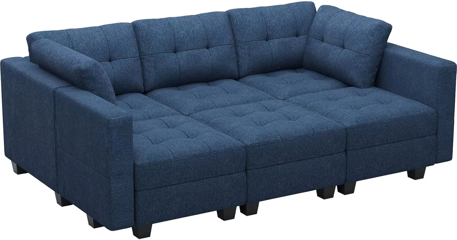 Belffin Modular Sectional Sofa with Storage Sectional Sleeper Couch Modular Sofa Bed for Living Room Blue