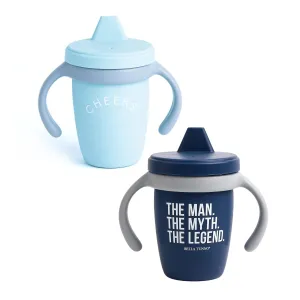 Bella Tunno Happy Sippy Cup – Transition Sippy Cups for Baby 6 Months and Older, Baby and Toddler Sippy Cups with Removable Handles and Non-Toxic, BPA Free Silicone, Cheers & The Man, 8 oz