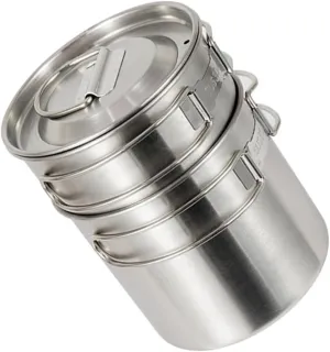 BESPORTBLE Camping Cookware Set 2pc Portable Folding Pot Cup Stainless Steel for Outdoor Activities