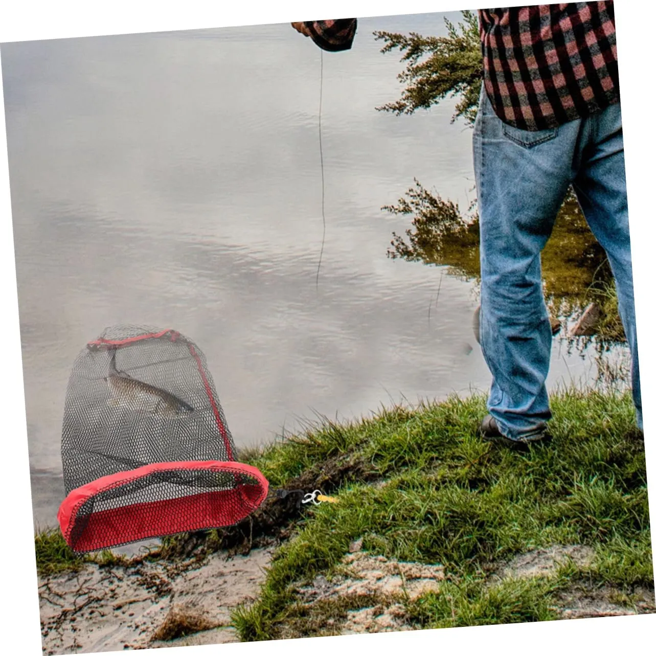 BESPORTBLE Portable Fishing Mesh Bag Wear-Resist Fish Storage Net with Draw for Fish Catching Foldable Mesh Bag