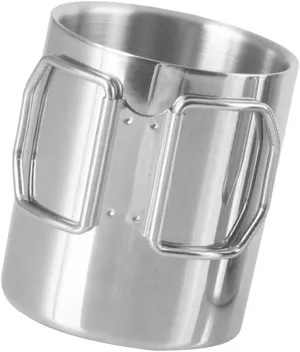 BESPORTBLE Stainless Steel Folding Handle Cup Outdoor Travel Mug for Camping Lightweight Insulated Design Double - Cup for Hiking and Backpacking